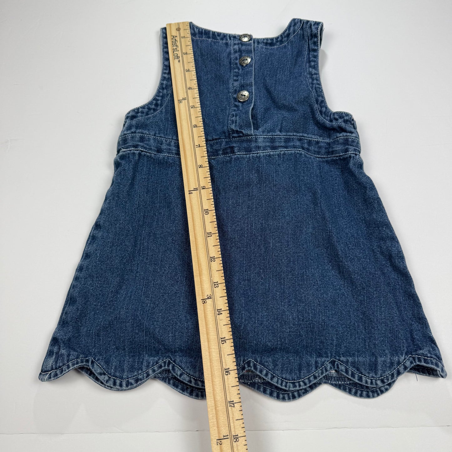 Vintage Y2K Floral Denim Embroidered Dress - 18 Months