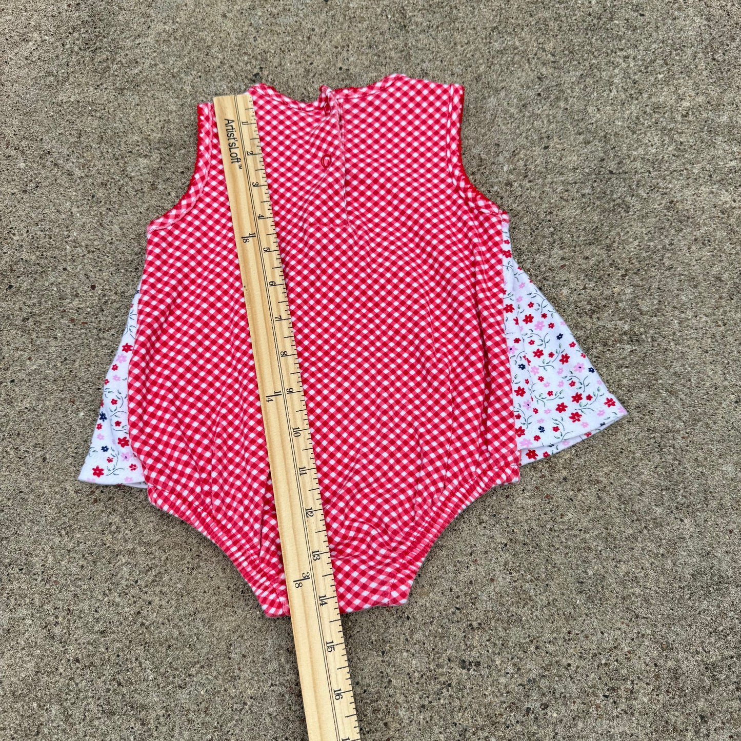 Vintage Y2K Minnie Mouse Floral Gingham Romper - 6/9 Months