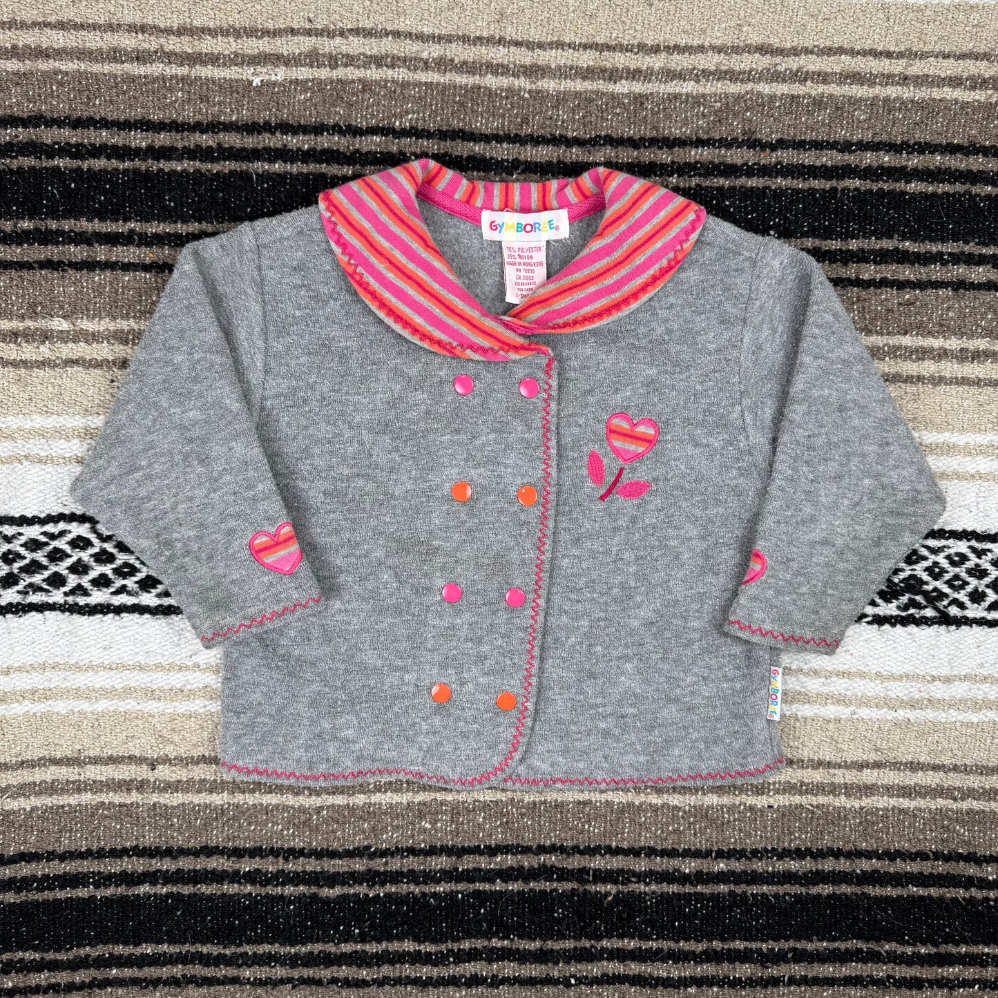 Vintage Gymboree Grey Pink Orange Heart Two Piece Set - XS