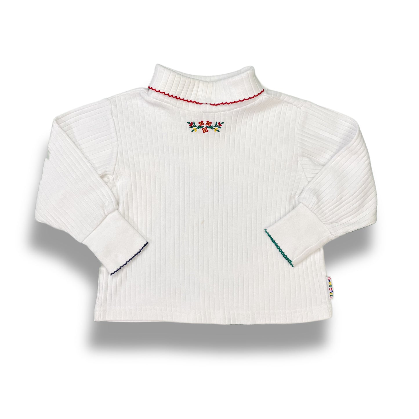 Vintage Gymboree White Floral Ribbed Turtleneck Shirt - Small
