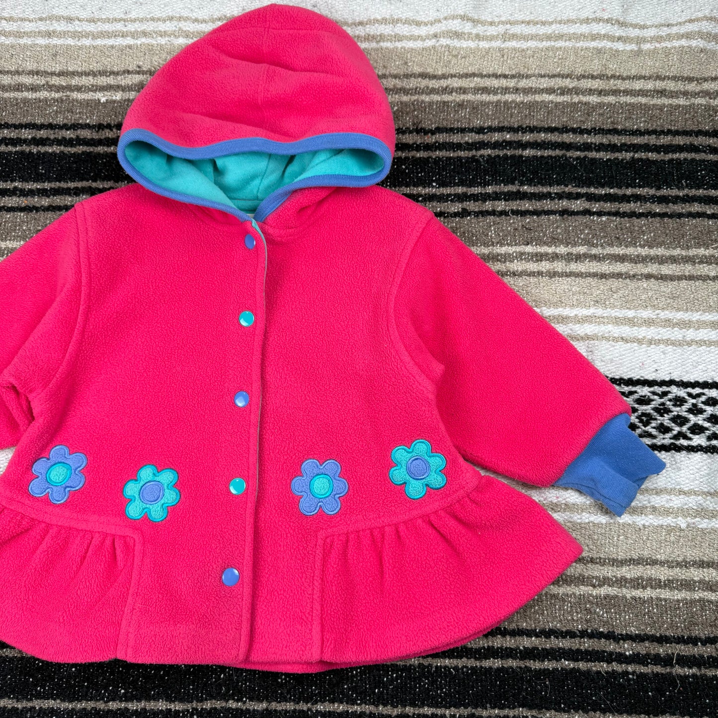 Vintage Gymboree Fleece Flower Jacket and Hat Set - Small