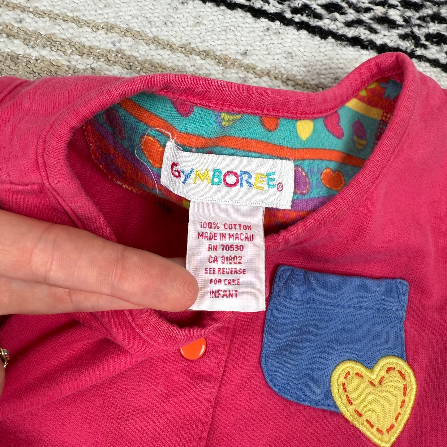 Vintage 1990's Gymboree Pink Leaf Heart Romper - Infant