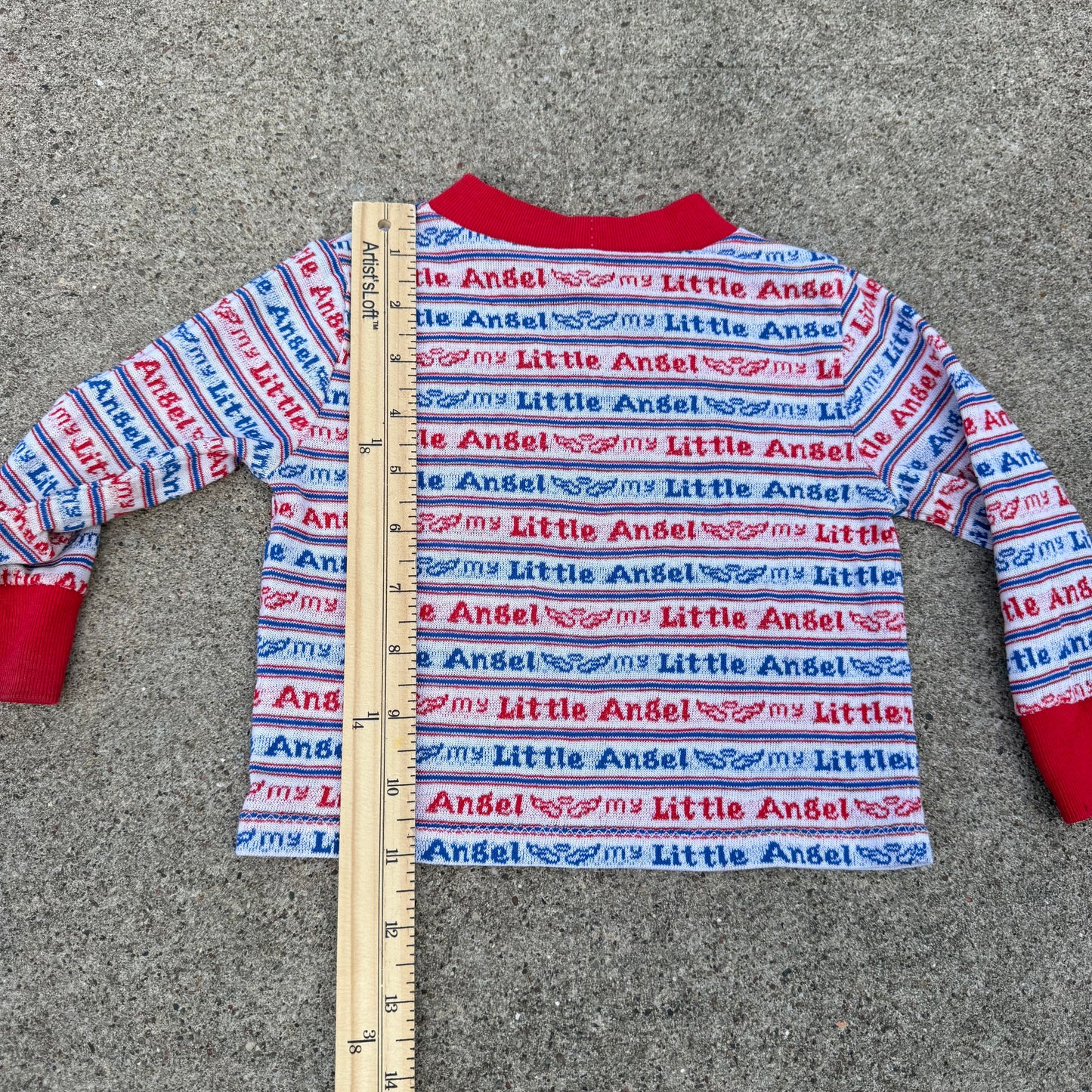 Vintage "My Little Angel" Spell Out AOP Mock Neck Shirt - 18/24 Months