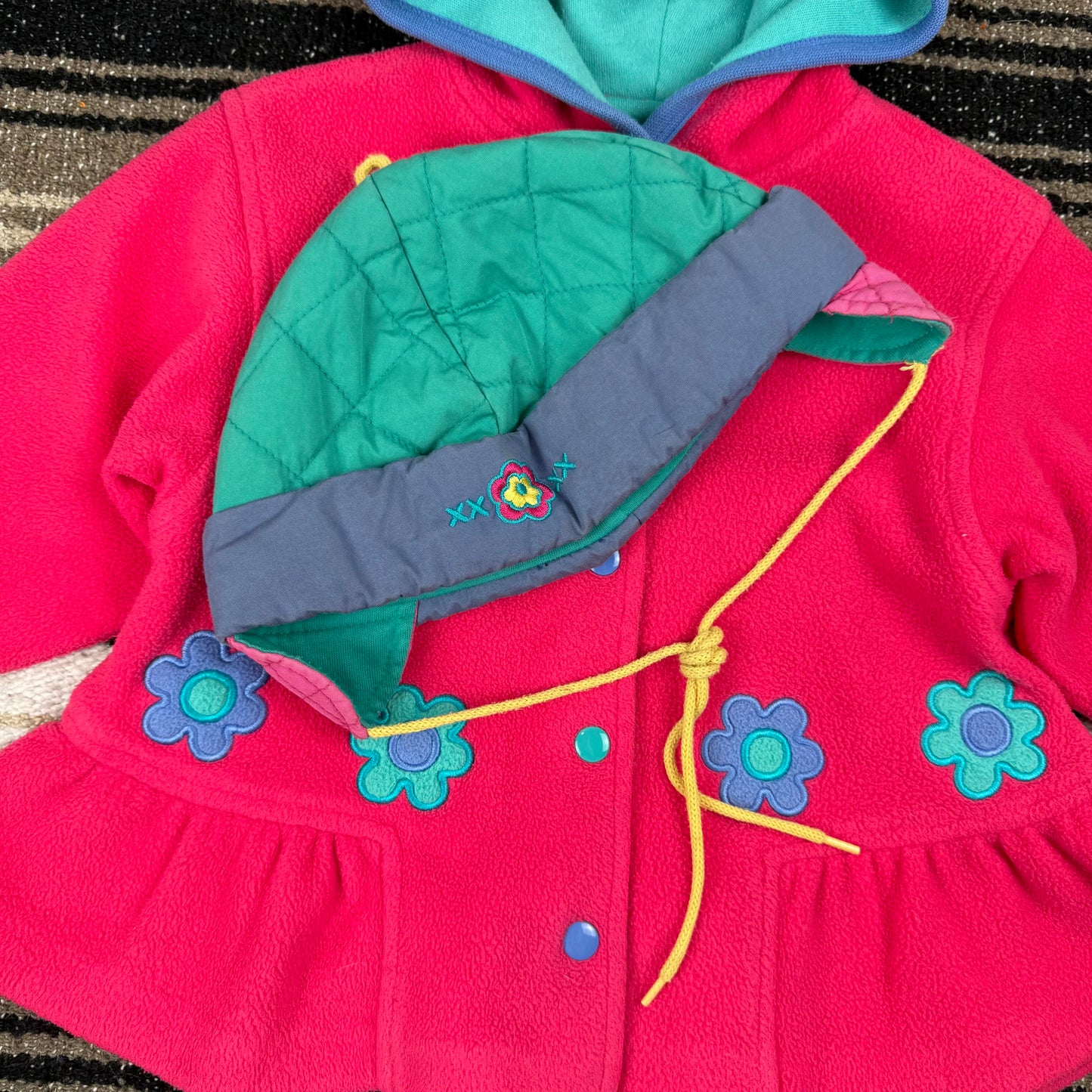 Vintage Gymboree Fleece Flower Jacket and Hat Set - Small