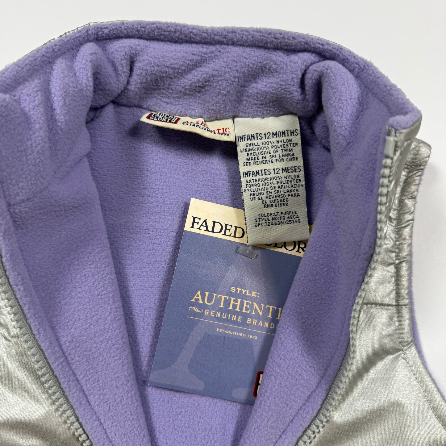 Y2K Faded Glory Fleece Lined Vest NWT - 12 Months