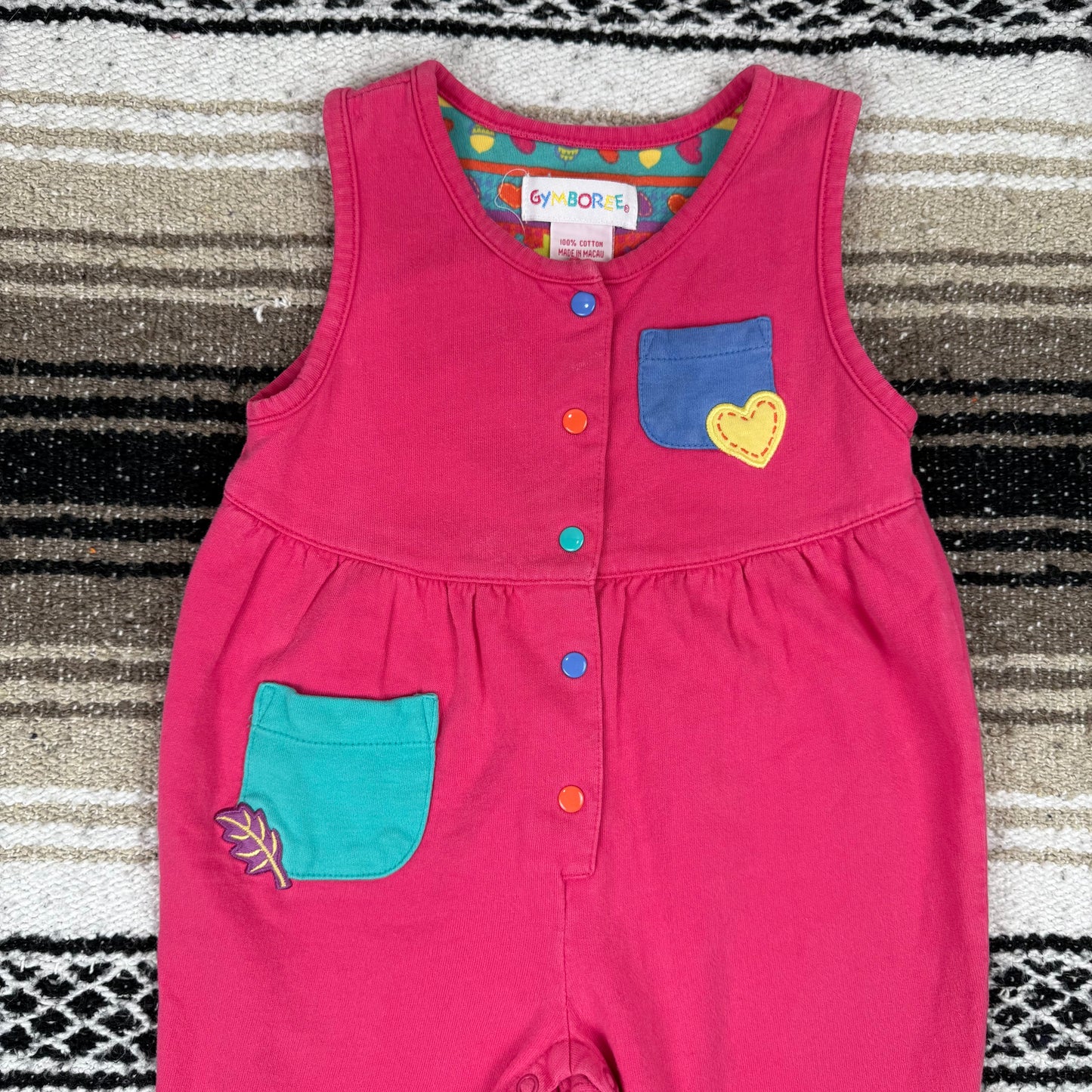Vintage 1990's Gymboree Pink Leaf Heart Romper - Infant