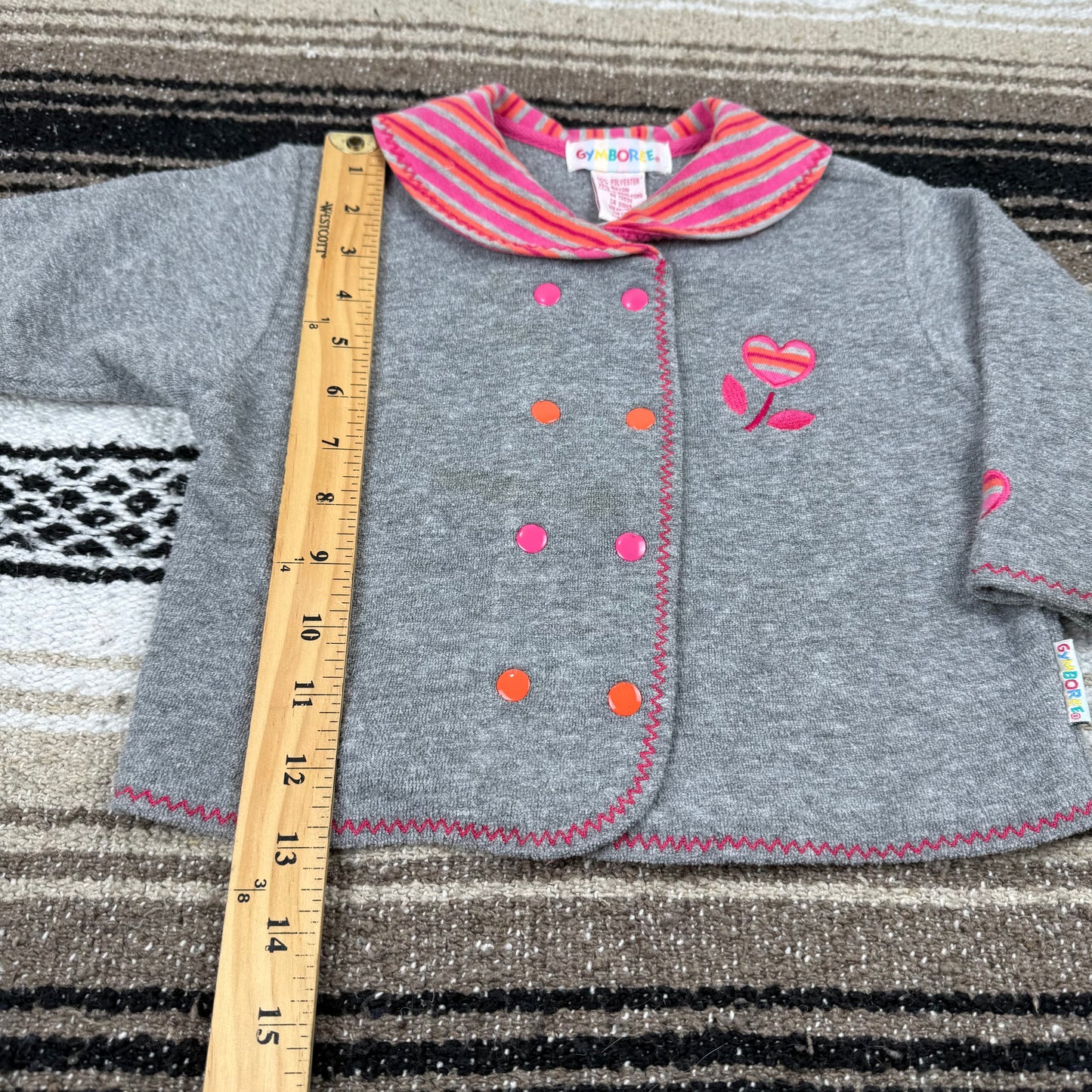 Vintage Gymboree Grey Pink Orange Heart Two Piece Set - XS
