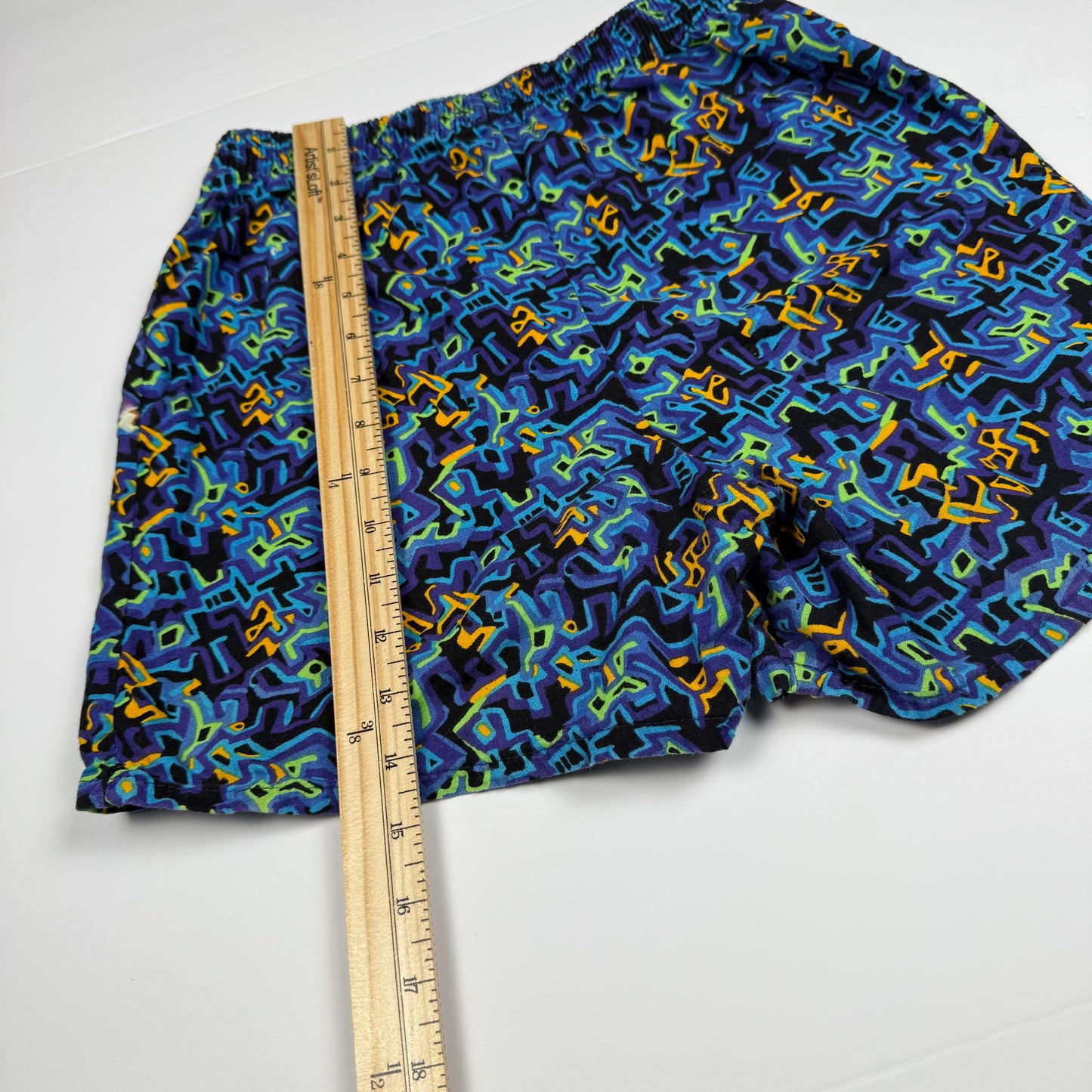 Vintage Funky Print Neon Surf Shorts - Youth Large