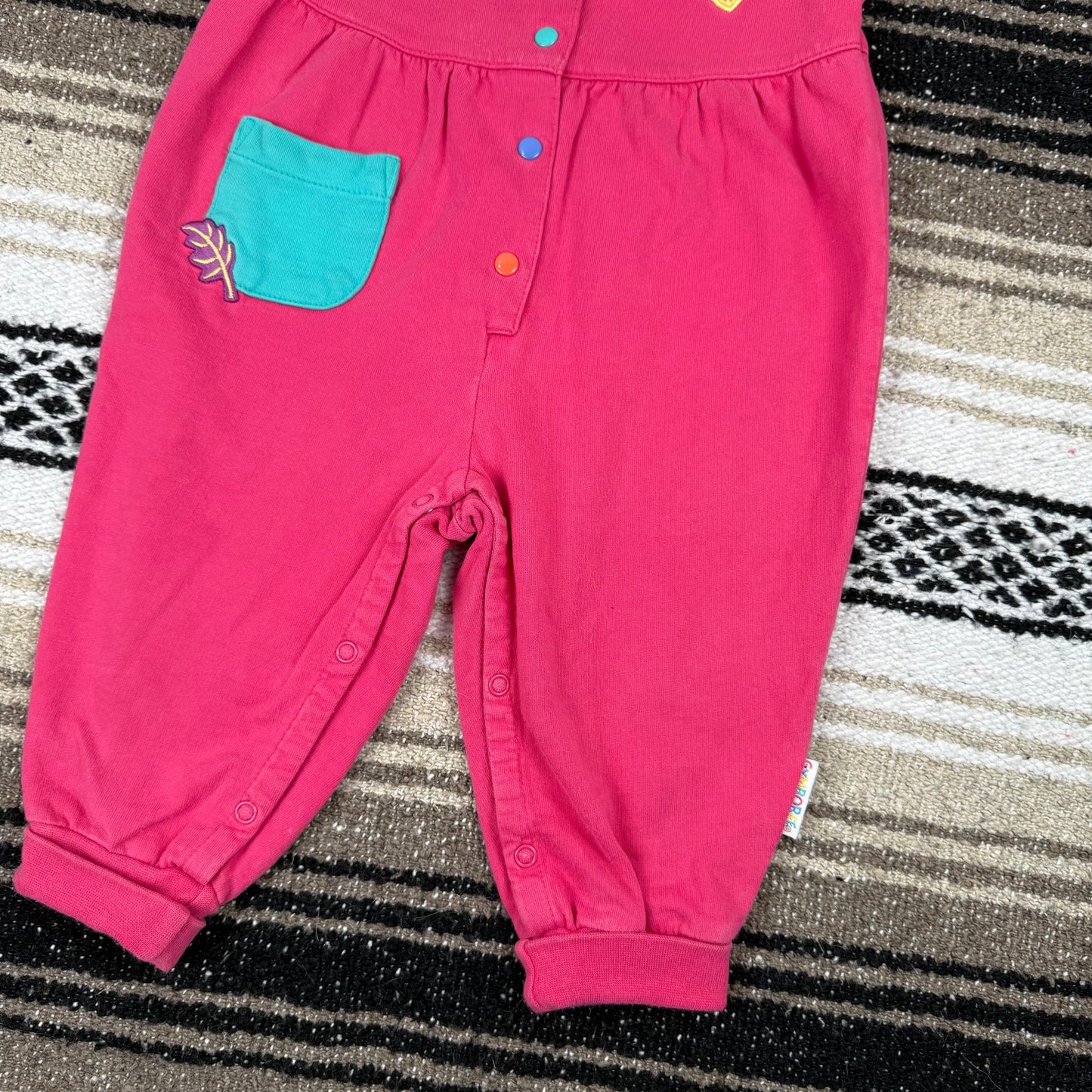 Vintage 1990's Gymboree Pink Leaf Heart Romper - Infant