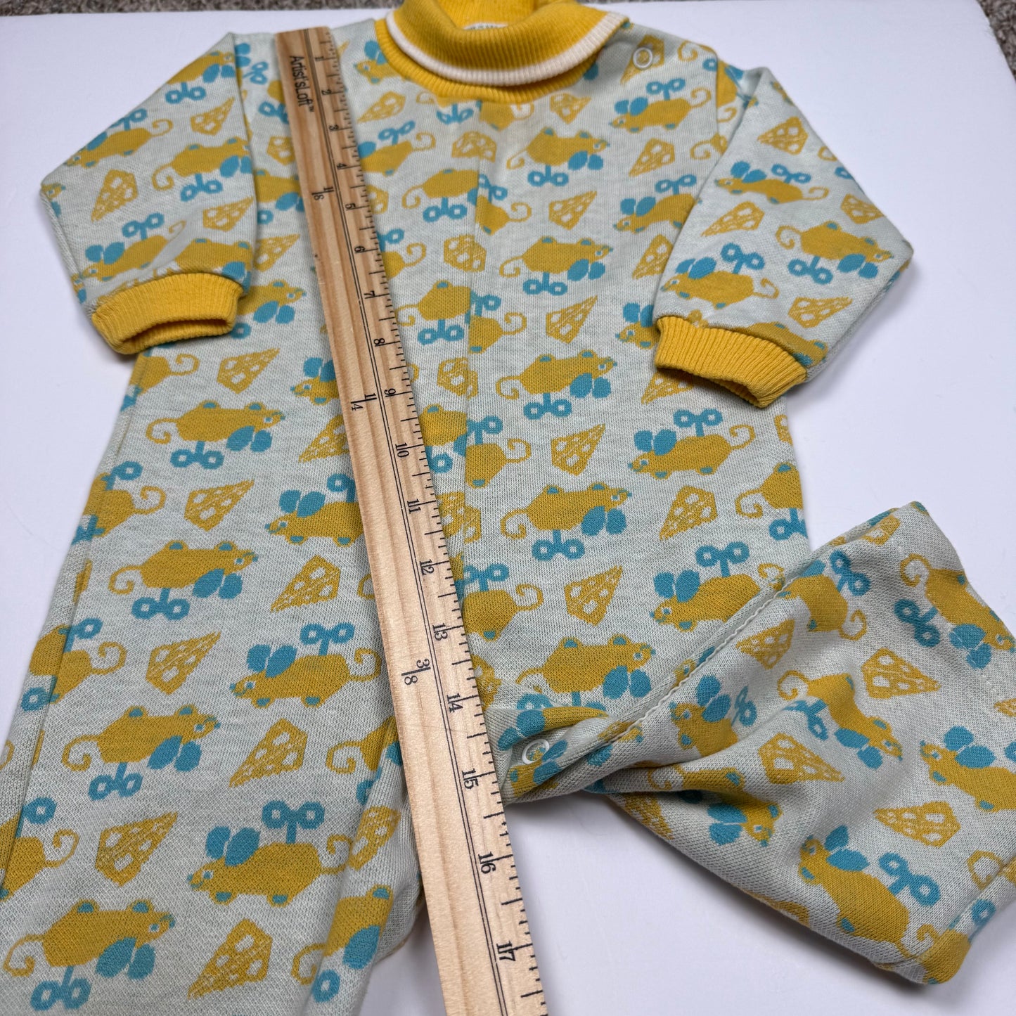 Vintage 1960's Health Tex Cheese Mouse Romper - 12 Months