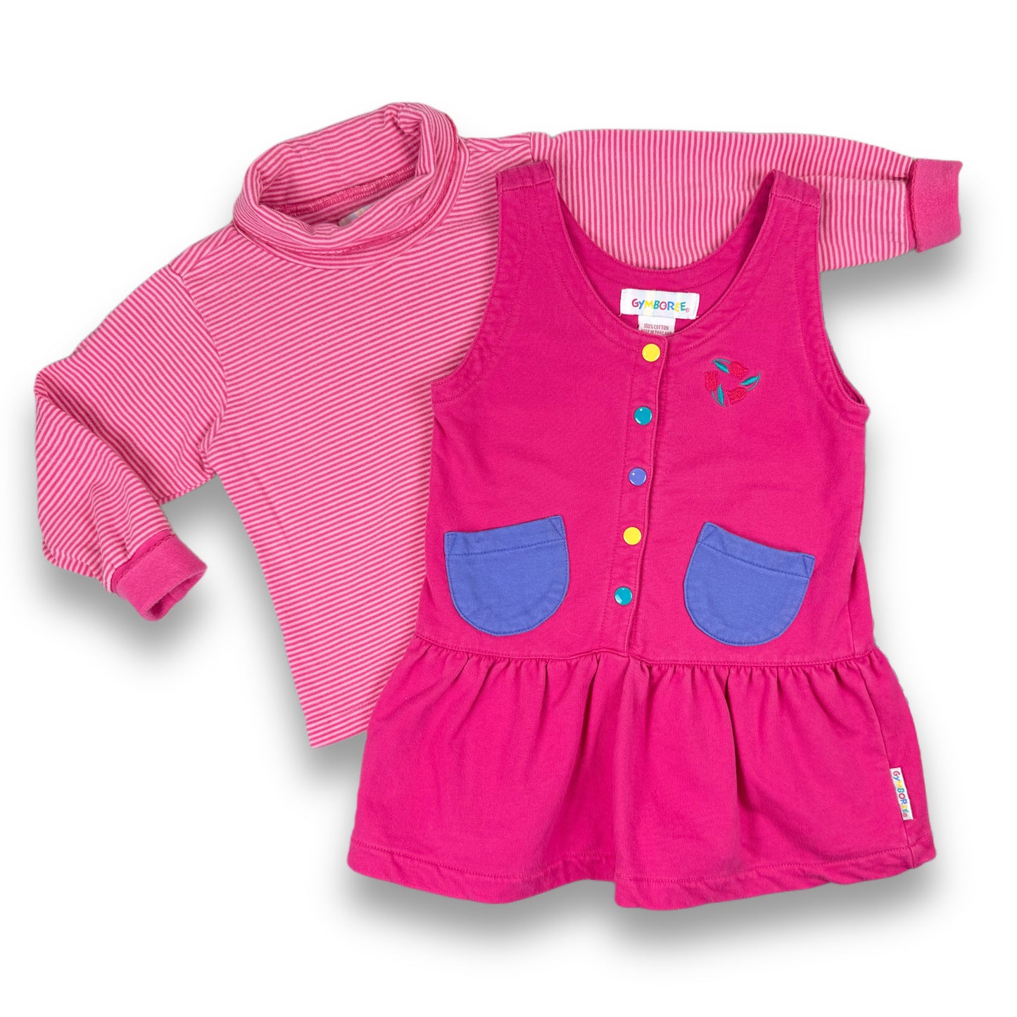Vintage Gymboree Heart Dress and Striped Turtleneck - Small