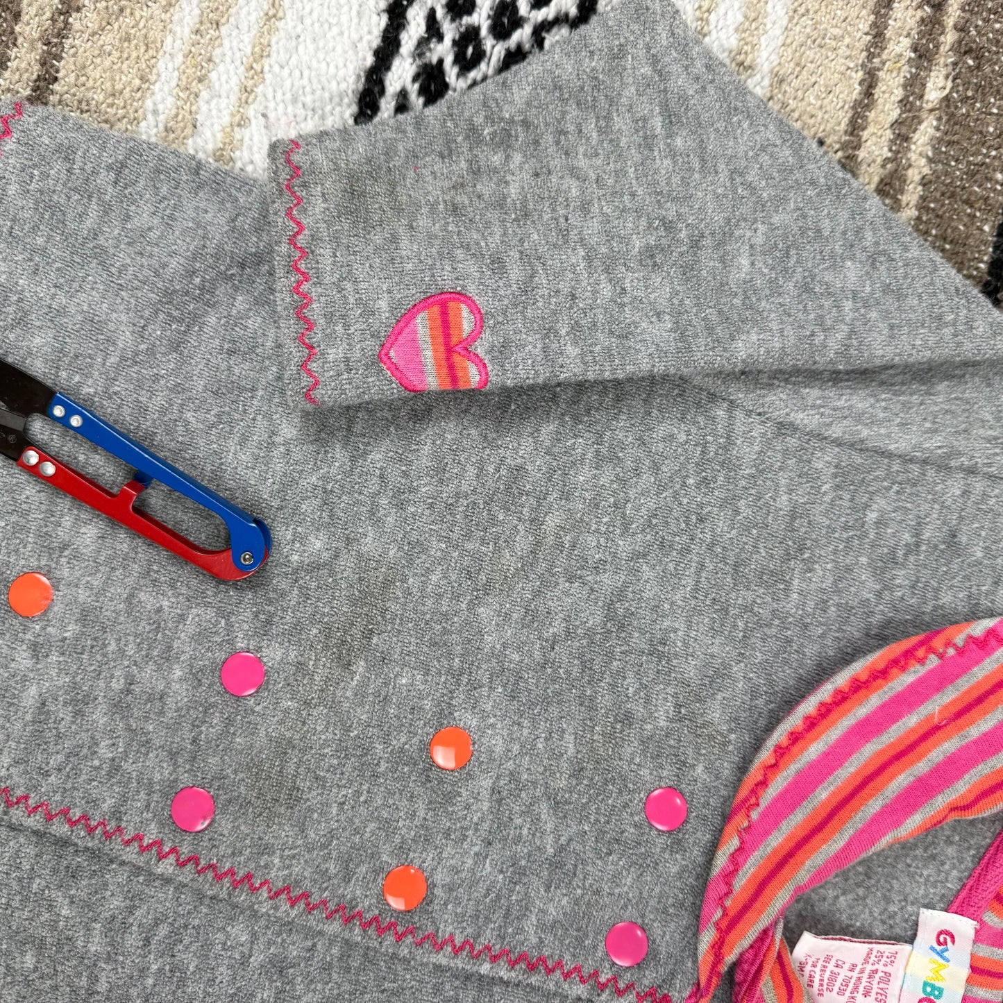 Vintage Gymboree Grey Pink Orange Heart Two Piece Set - XS