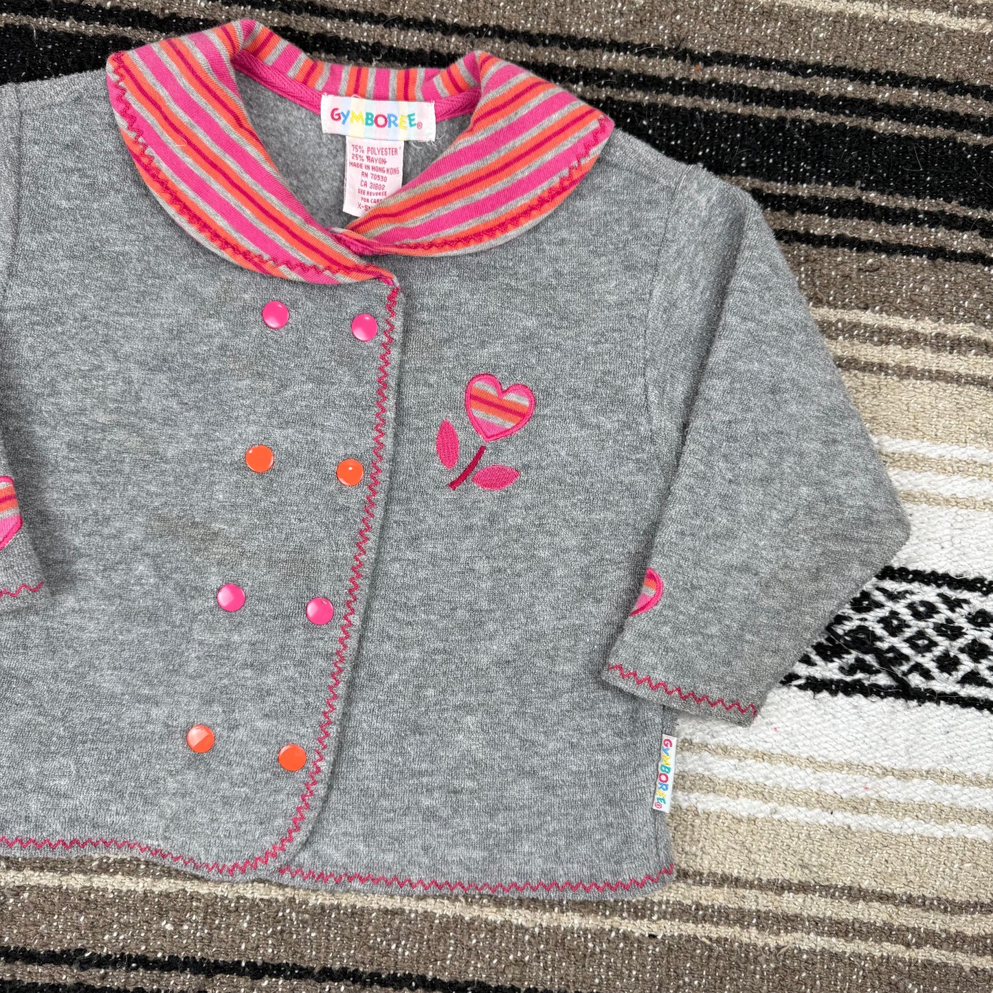 Vintage Gymboree Grey Pink Orange Heart Two Piece Set - XS