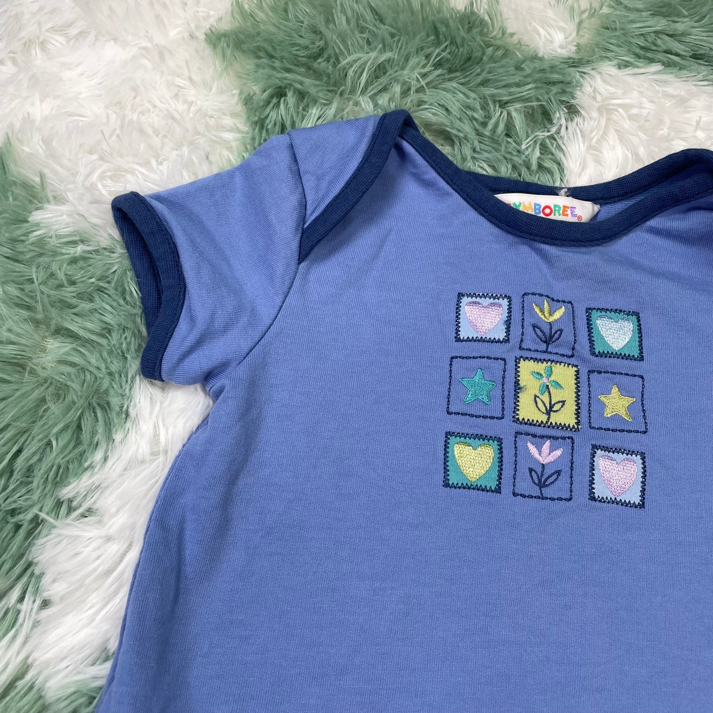 Vintage Gymboree Light Blue Flower Heart Shirt - Small