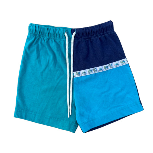 Vintage Miniwear Construction Vehicle Color Block Shorts - 2T