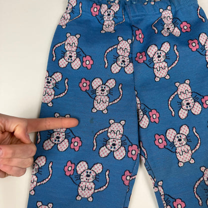 Vintage 1970's AOP Mouse Floral Bellbottom Pants - 2/3T