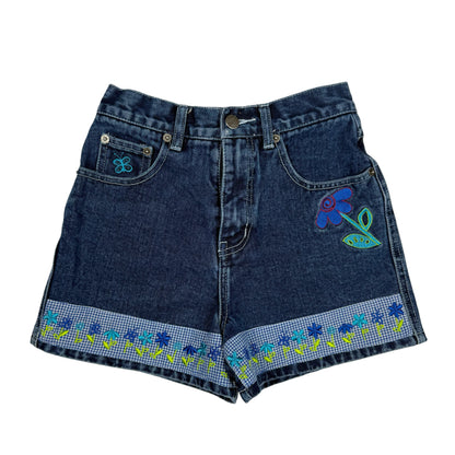 Y2K Floral Denim Shorts - Youth Size 10