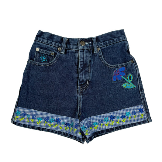 Y2K Floral Denim Shorts - Youth Size 10