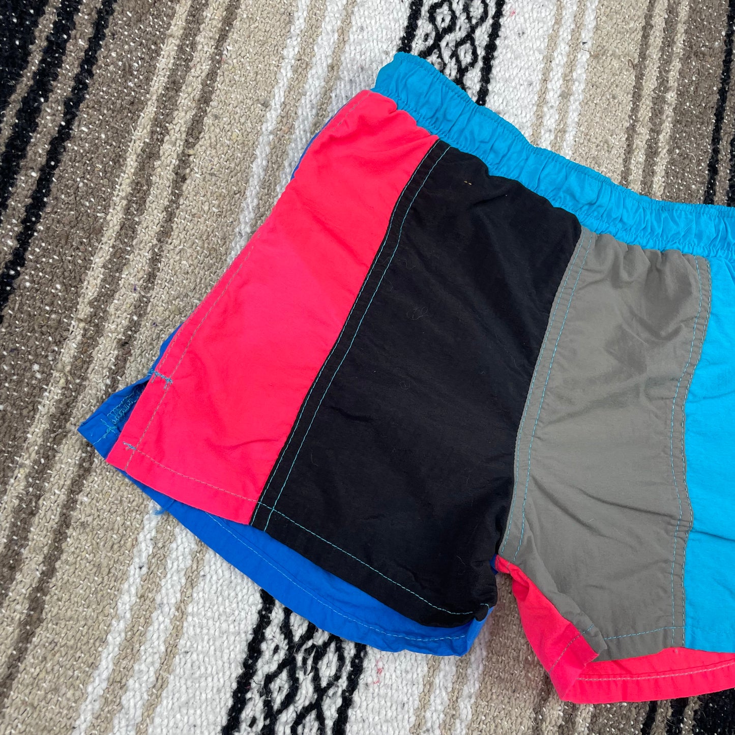 Vintage Color Block Neon Swim Shorts - 2/3T