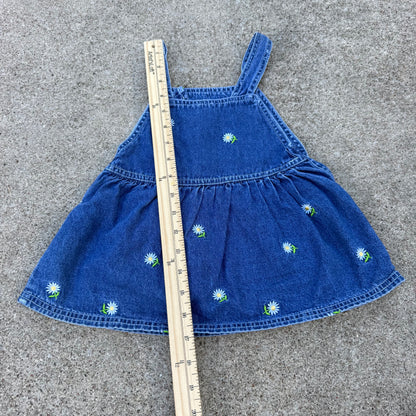 Y2K Denim Daisy Dress - 18 Months