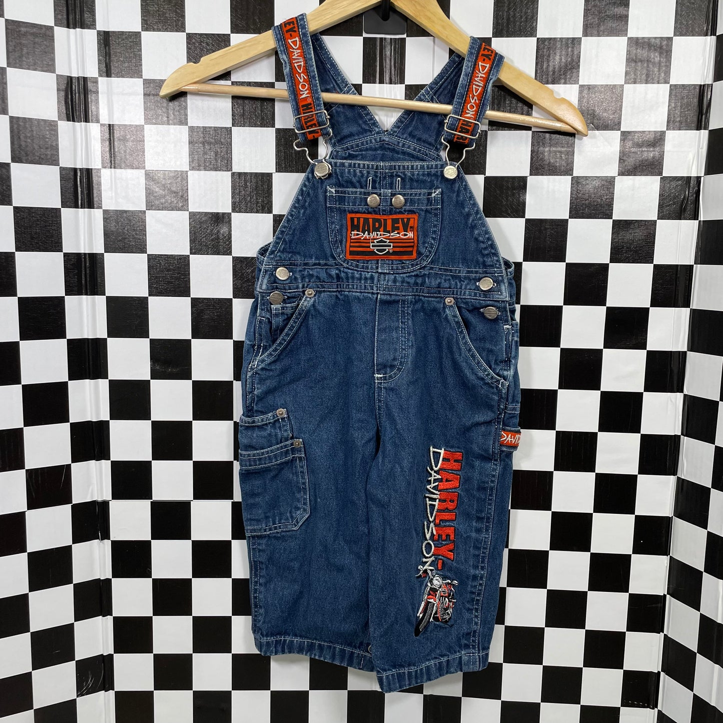 Vintage Y2K Harley Davidson Denim Overalls - 24 Months