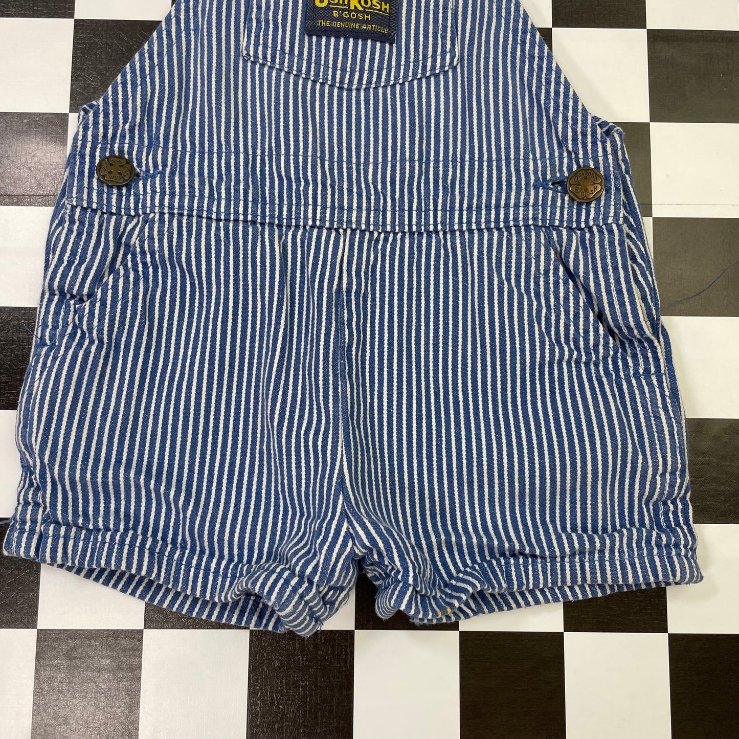 Vintage Oshkosh B'Gosh Blue Striped Shortalls - 24 Months