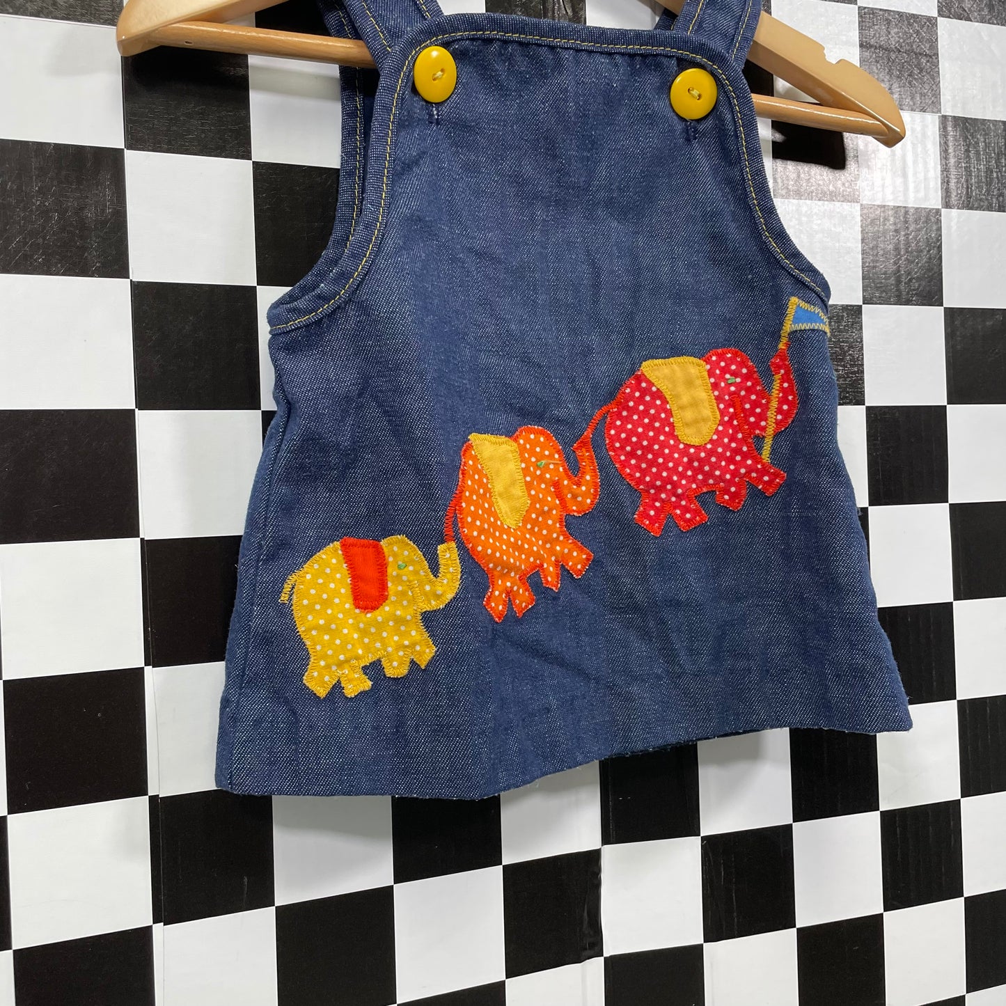 Vintage 1970's Elephant Dress - 12 Months