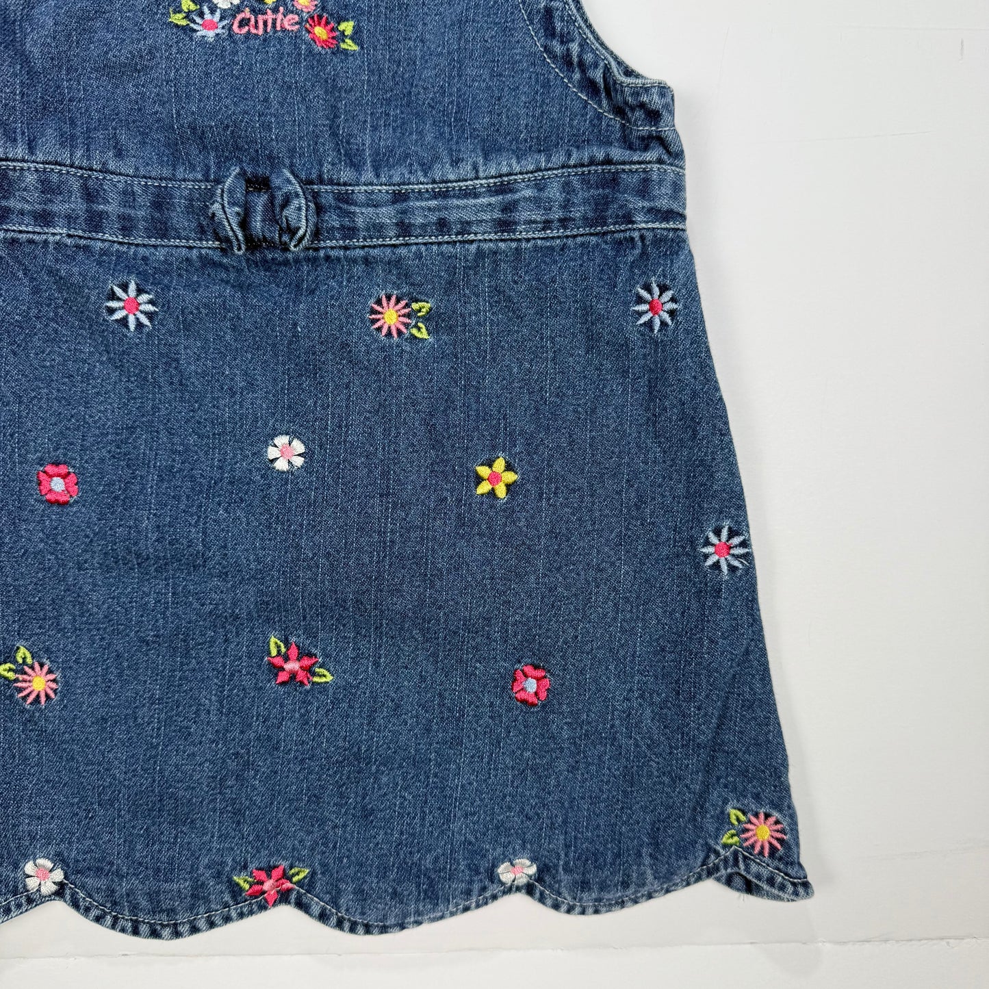 Vintage Y2K Floral Denim Embroidered Dress - 18 Months
