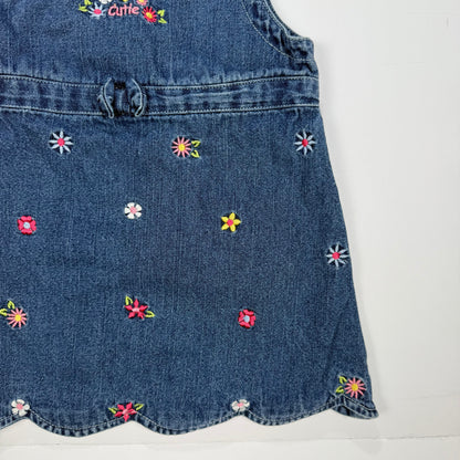 Vintage Y2K Floral Denim Embroidered Dress - 18 Months