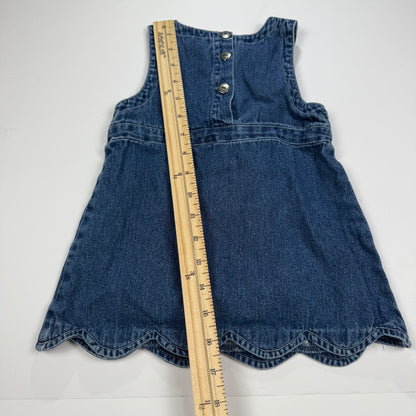 Vintage Y2K Floral Denim Embroidered Dress - 18 Months