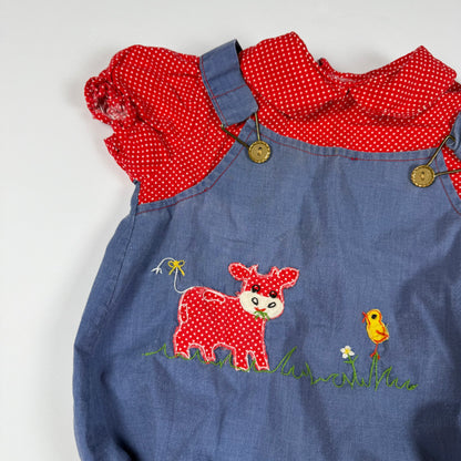 Vintage Cow Farm Romper - 12 Months
