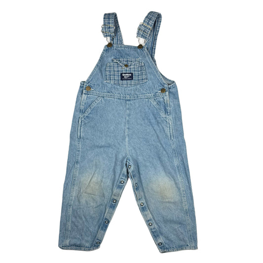 Vintage Oshkosh B'Gosh Denim Plaid Light Wash Overalls - 4T