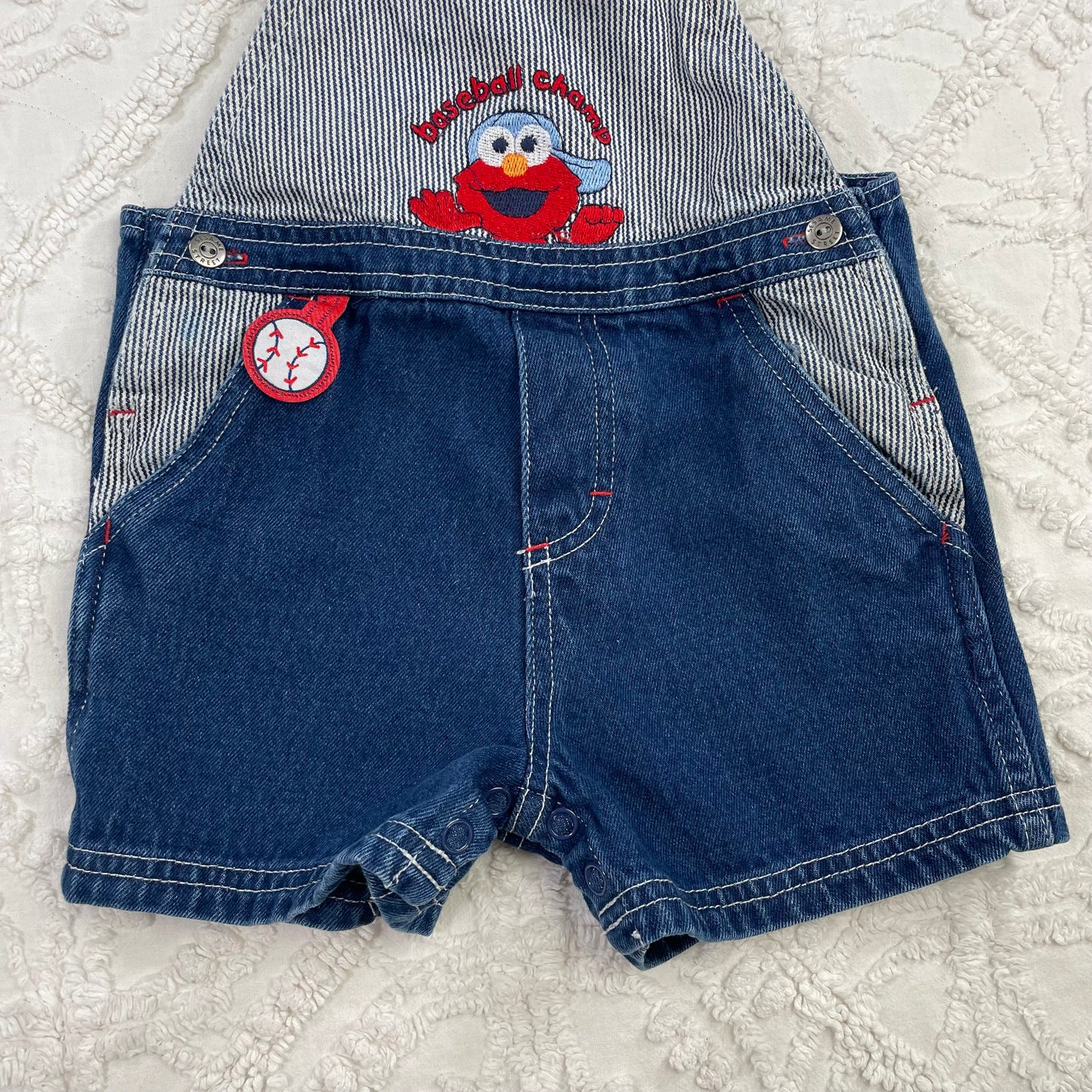 Vintage Elmo Baseball Shortalls - 6/9 Months