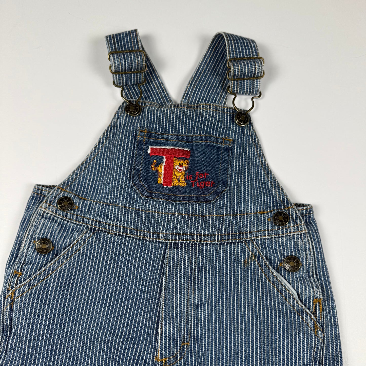 Vintage Tiger Striped Overalls - 12 Months