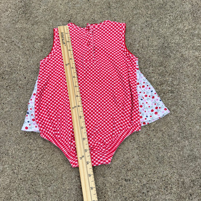 Vintage Y2K Minnie Mouse Floral Gingham Romper - 6/9 Months