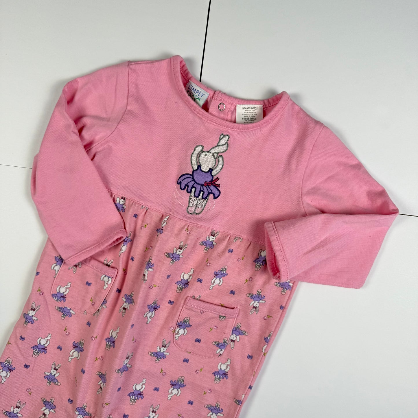 Vintage Simply Basic Ballerina Bunny Romper - 24 Months