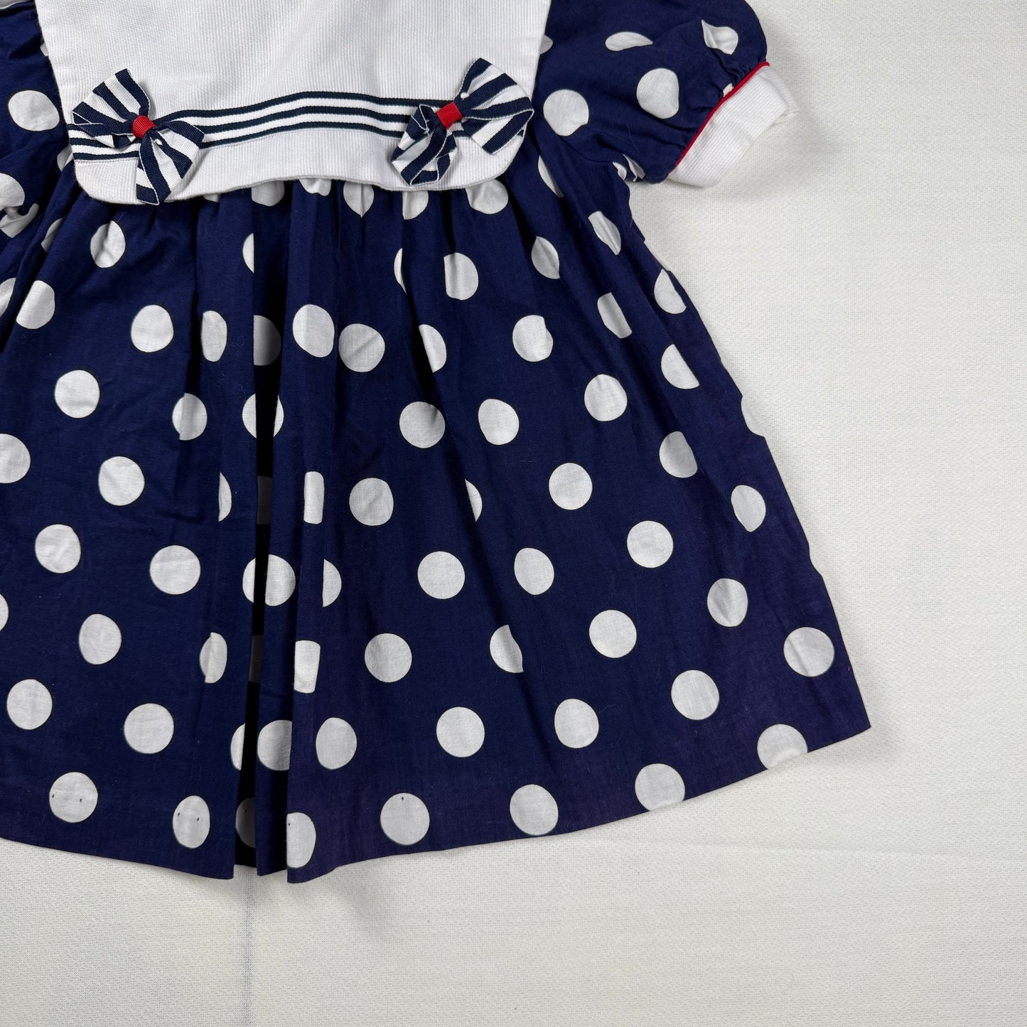 Vintage Navy Blue Polka Dot Dress - 3T