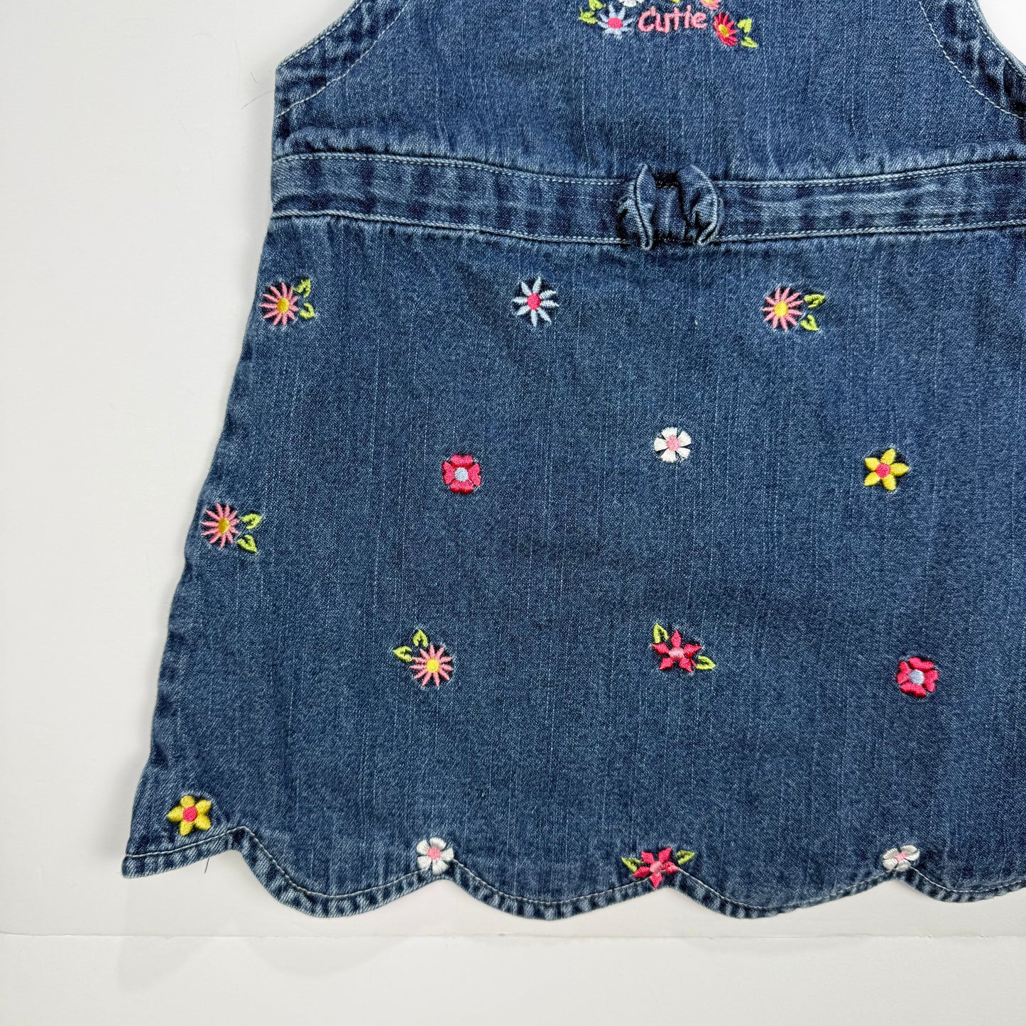 Vintage Y2K Floral Denim Embroidered Dress - 18 Months