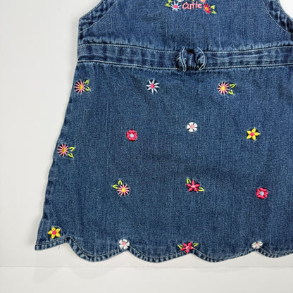 Vintage Y2K Floral Denim Embroidered Dress - 18 Months