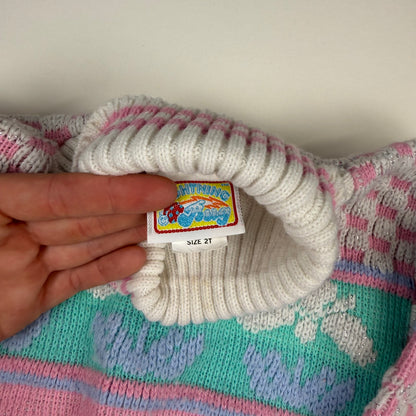 Vintage Bow Knit Turtleneck Sweater - 2T