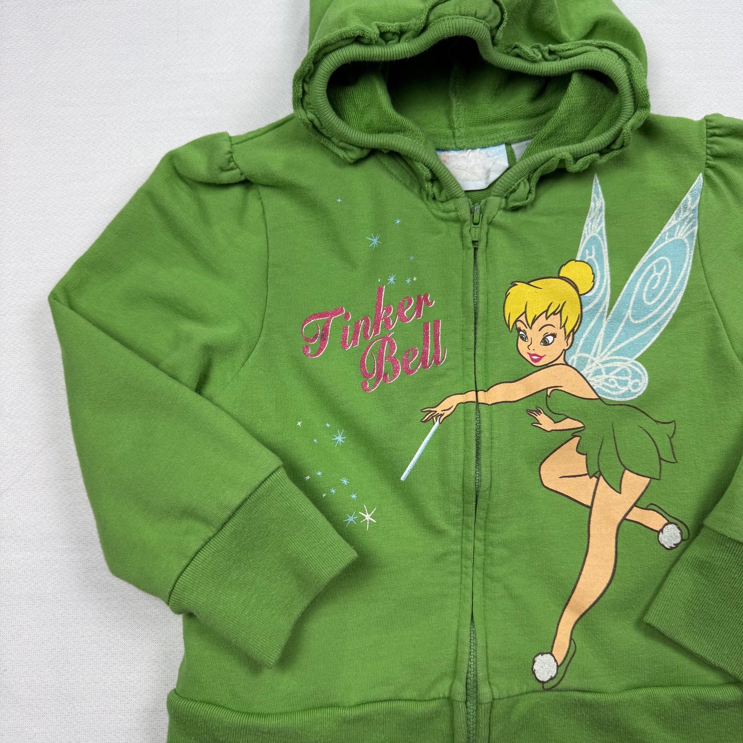 Y2K 2000's Tinkerbell Hoodie Zip Up Sweatshirt - Toddler 3T