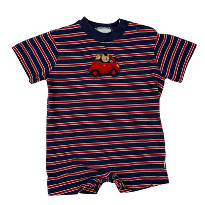 Vintage Y2K Striped Bear Car Romper - 24 Months
