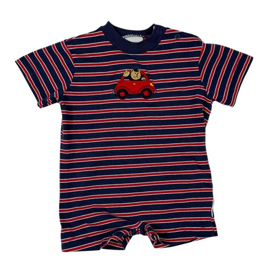 Vintage Y2K Striped Bear Car Romper - 24 Months