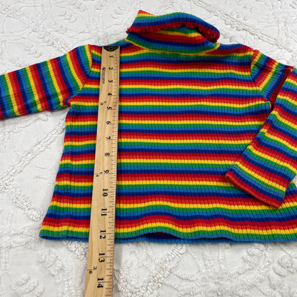 Vintage Rainbow Striped Turtleneck - 2T