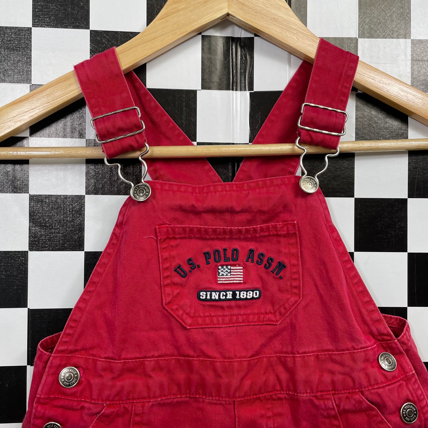 Y2K Polo Red Shortalls - 4T