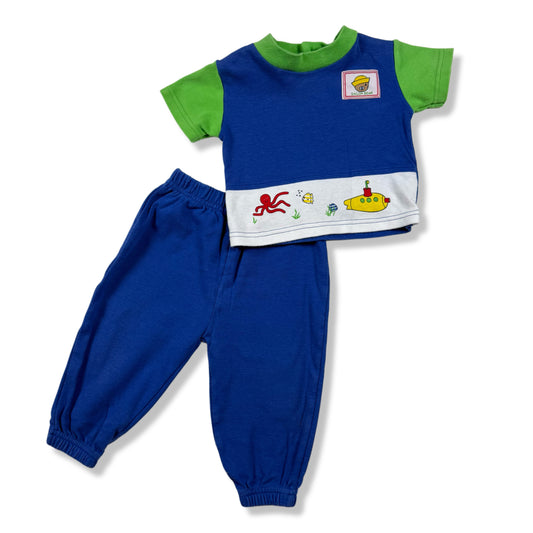 Vintage Peek-A-Boo Baby Ocean Two Piece Set - 6/9 Months