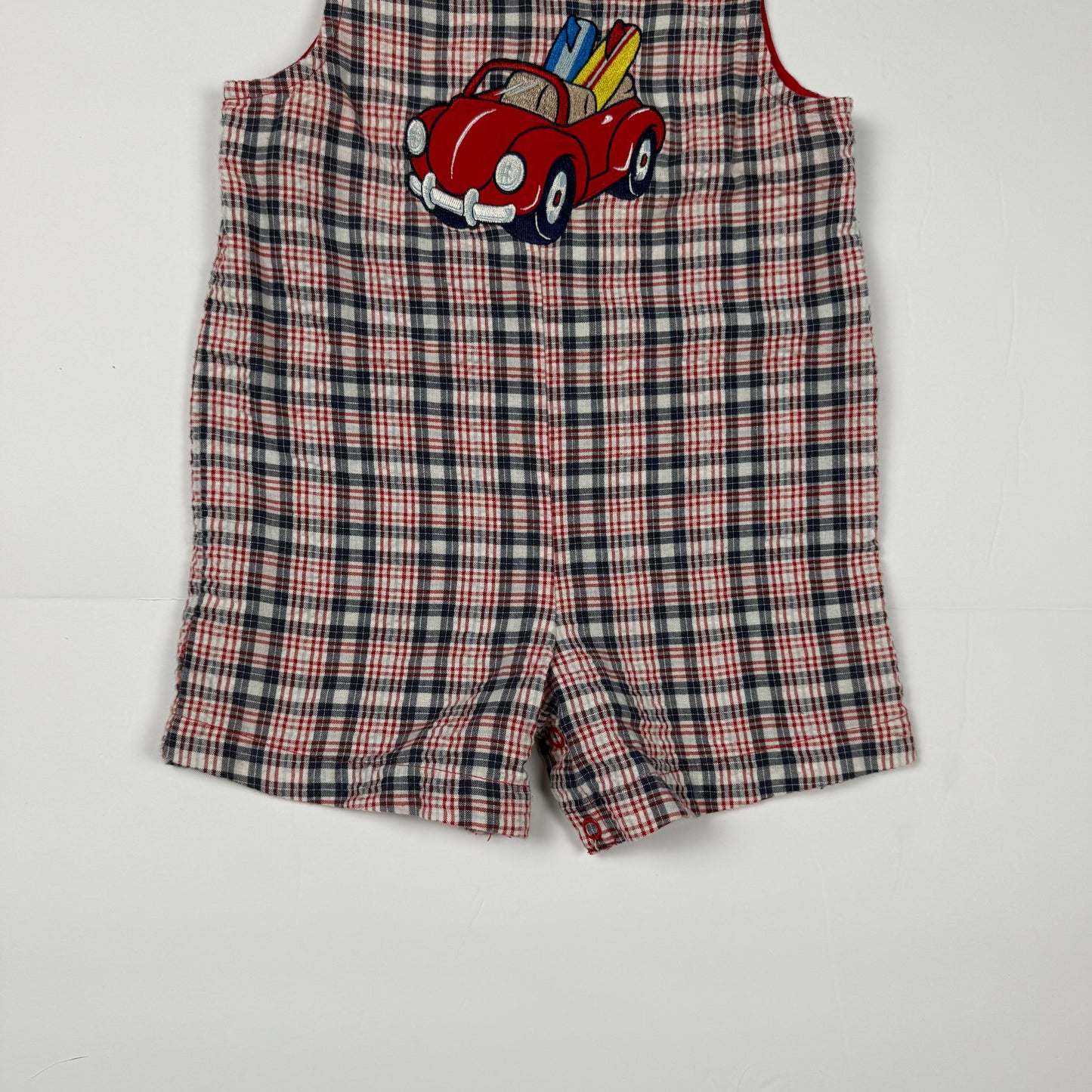 Vintage Y2K Gingham Surf Car Romper - 12 Months