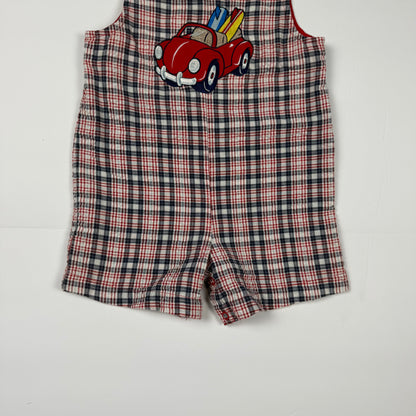 Vintage Y2K Gingham Surf Car Romper - 12 Months