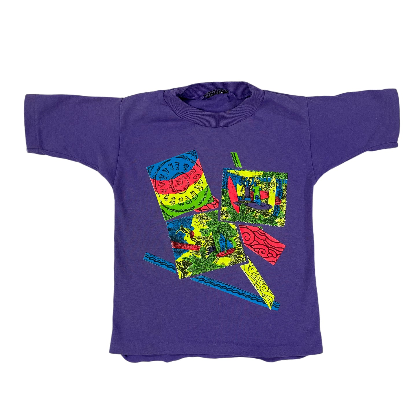 Vintage Purple Neon Surf Print Shirt - 2/3T