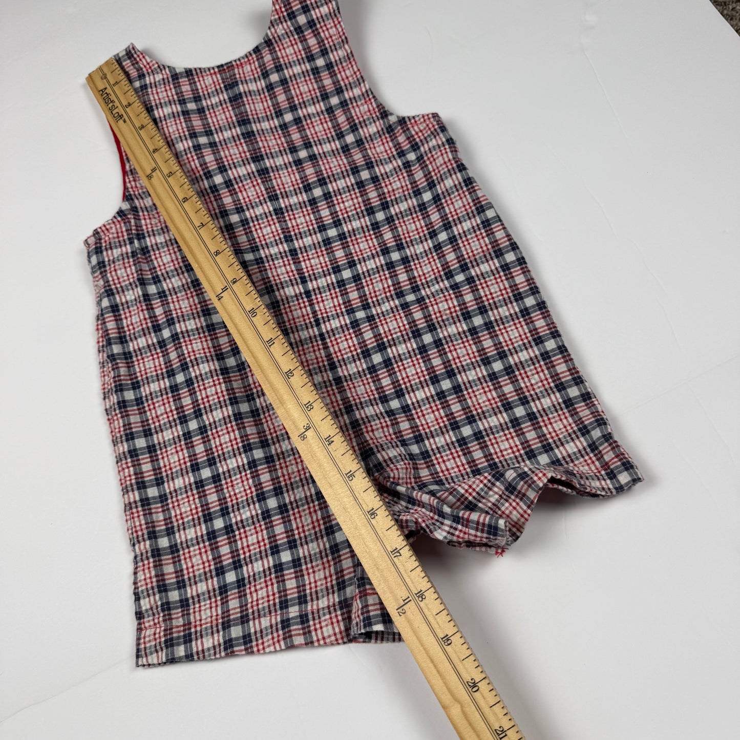Vintage Y2K Gingham Surf Car Romper - 12 Months